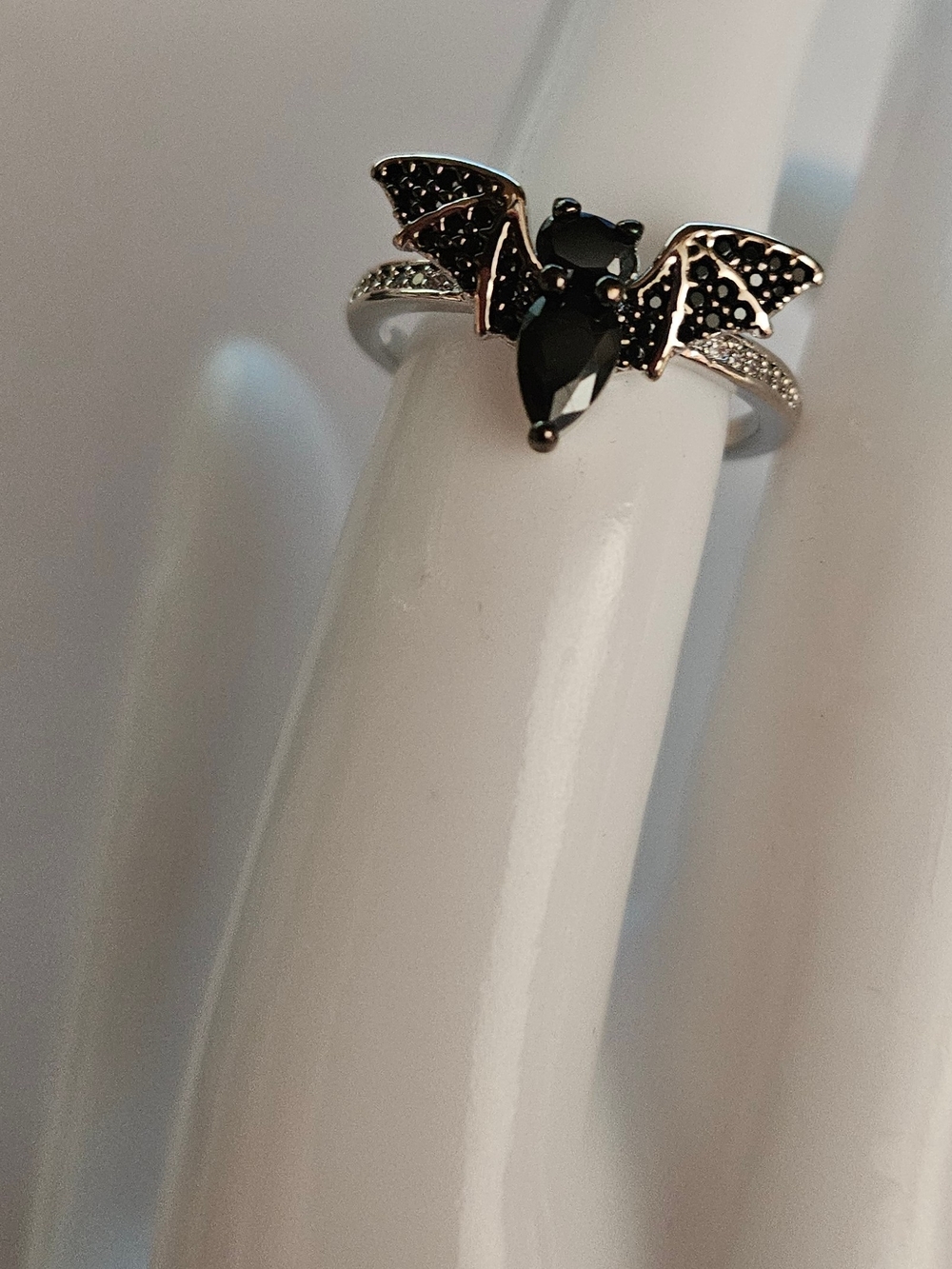 Bat Ring with Black Stones - Gothic Women's Jewelry
